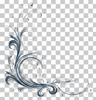 Fancy Line - Floral Corner Decorative Art PNG