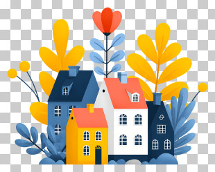 Future Investment Growth - Colorful Cartoon Houses With Leaves PNG