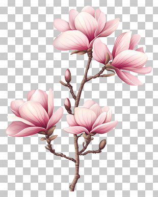 Magnolia Flowers - Beautiful Pink Magnolia Blossoms PNG