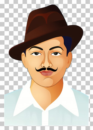 Bhagat Singh - Man With Hat And Mustache PNG