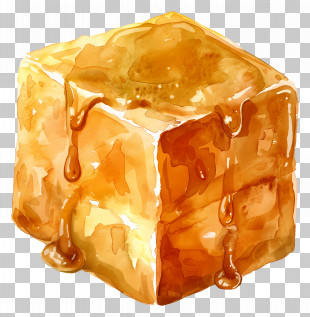 Caramel Cube - Watercolor Illustration Of Caramel Cube PNG