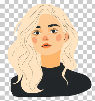 Blonde Woman - Stylish Female Illustration With Blonde Hair PNG