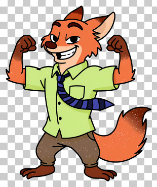 Nick Wilde - Confident Fox In Green Shirt PNG
