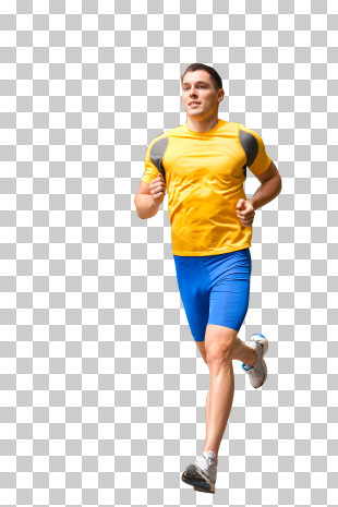 Sports - Man Jogging In Yellow And Blue Sportswear PNG