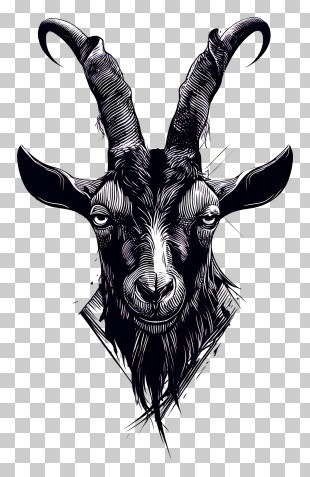 Goat Logo - Black Goat Head Illustration PNG