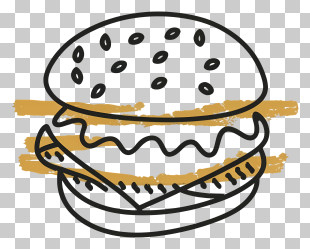 Hamburger - Minimalist Line Art Drawing Of Burger PNG