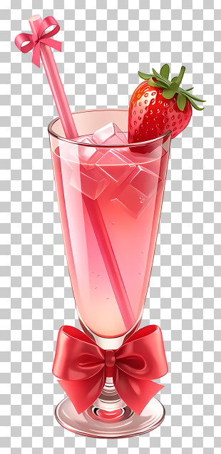 Pink Strawberry Cocktail Glass PNG
