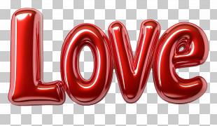 Valentines Day - Bold Red Love Text PNG