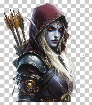 Sylvanas Windrunner - Dark Elf Archer With Arrows PNG