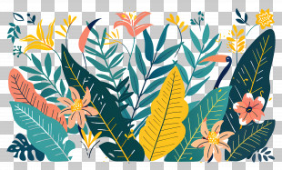 Tropical Flowers - Lush Tropical Floral Arrangement PNG