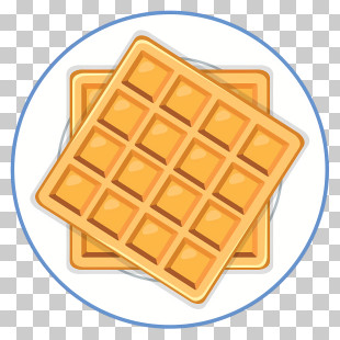 Waffles - Golden Waffles On Plate PNG