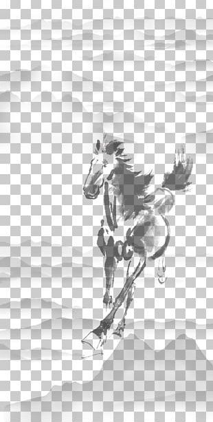 Visual Arts Black And White Horse Drawing Pattern PNG