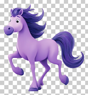 Purple Pony - Energetic Purple Cartoon Horse PNG