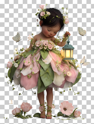 Flower Fairy With Lantern PNG