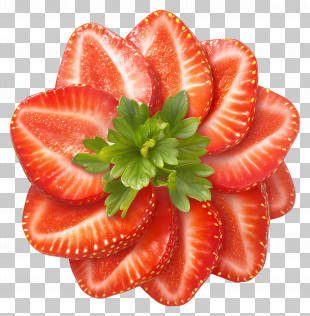 Sliced Strawberries - Strawberry Slices With Leaves PNG