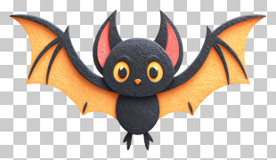 Spooky Silent Bat - Cute Cartoon Bat For Halloween PNG