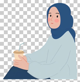 Woman In Hijab Holding Drink PNG