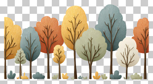 Tree Border Background - Autumn Stylized Tree Row PNG