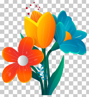 3d Flowers - Colorful Flowers Bouquet PNG