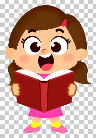 Elementary School Student Girl - Cute Girl Reading A Book PNG