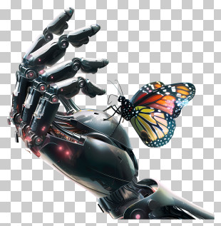 Robot Hand - Robot Hand Interacting With Butterfly PNG
