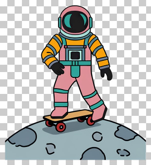 Astronaut - Astronaut Skateboarding On Moon PNG