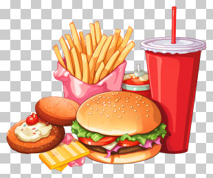 Fast Food - Fast Food Serving With Burgers, Fries, Soda, And Cookies PNG