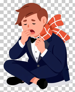 Coughing Man - Yawning Man In Formal Attire PNG