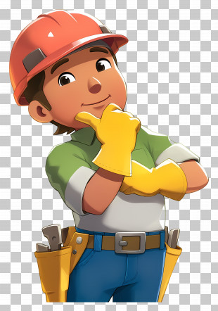 Handy Manny - Cartoon Builder In A Thinking Pose PNG