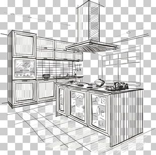Sketch of a kitchen interior Royalty Free Vector Image