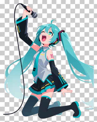 Hatsune Miku - Teal Twin-Tailed Singer PNG