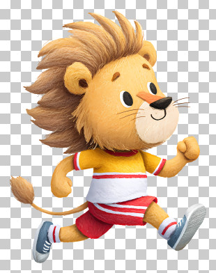 Lion Schoolboy Running - Running Lion In Sports Outfit PNG