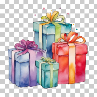 Multicolored Gifts
 - Watercolor Painted Gift Boxes With Ribbons PNG