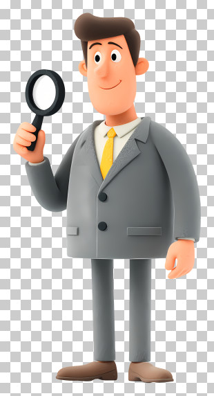 Businessman Holding Magnifying Glass - Cartoon Man With Magnifying Glass PNG