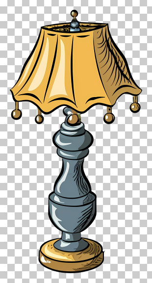 Yellow Lamp Shade - Vintage Table Lamp PNG