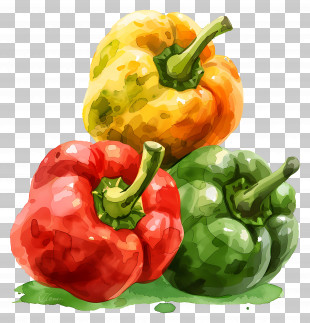 Red Yellow Green Bell Peppers - Bright Red, Yellow, And Green Bell Peppers Illustration PNG