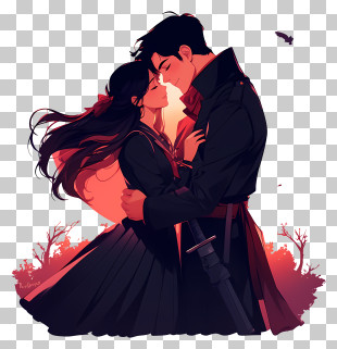 Couple In Sunset - Romantic Couple With Sword PNG