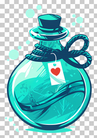 Love Potion - Potion Bottle With A Heart Tag PNG