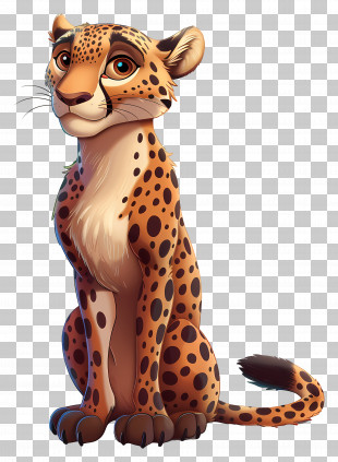 Cheetah - Adorable Cartoon Cheetah Illustration PNG