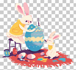 Rabbit Painting Easter Egg - Bunnies Painting Easter Egg PNG