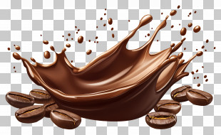 Coffee Splash - Chocolate Splash With Coffee Beans PNG