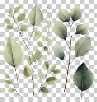 Hand Drawn Watercolor Leaves - Watercolor Green Leaves Illustration PNG