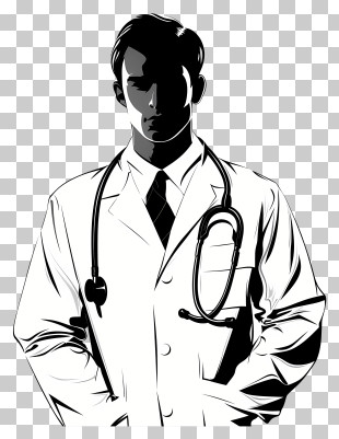 Doctors Day - Black And White Doctor Illustration PNG