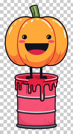 Halloween Pumpkin On Barrel - Pumpkin On Barrel Cartoon Illustration For Halloween PNG