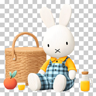 Miffy On Picnic - Stuffed Bunny With Picnic Set PNG