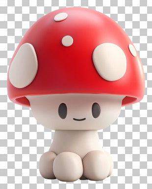 Mushroom - Cute Cartoon Mushroom With Red Cap PNG