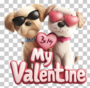 Valentine - Valentine Dogs With Heart Glasses PNG