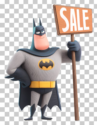 Batman Holding Sale Sign - Cartoon Batman Holding Sale Sign PNG