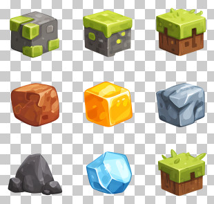 Minecraft Ores - Various Pixelated Blocks In Minecraft Style PNG