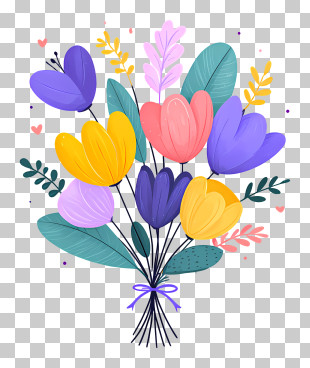 Colorful Flower Bouquet Illustration PNG